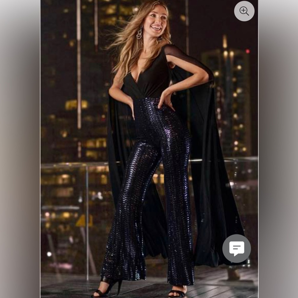 Cape Sleeve Sequin Jumpsuit